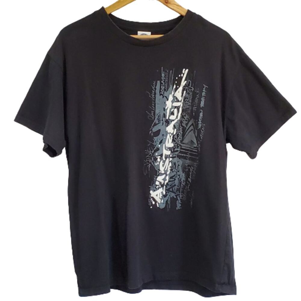 Australia Black Cotton T Shirt Short Sleeve XL